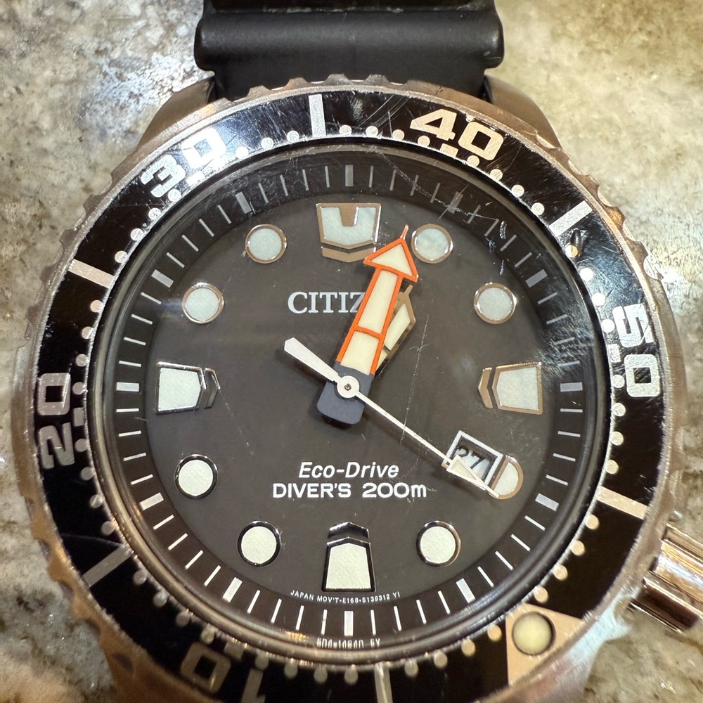 Citizen Eco-Drive Black and Silver Diver's Watch